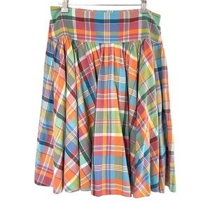 Ralph Lauren Women’s Blue Label Multicolor Madras Plaid Pockets Swing Skirt